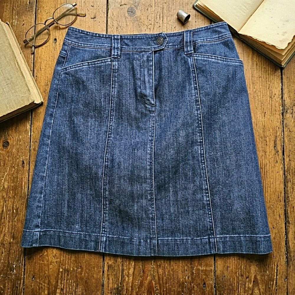 Talbots Petites Stretch Denim A-Line Skirt Size 10 - Picture 10 of 10